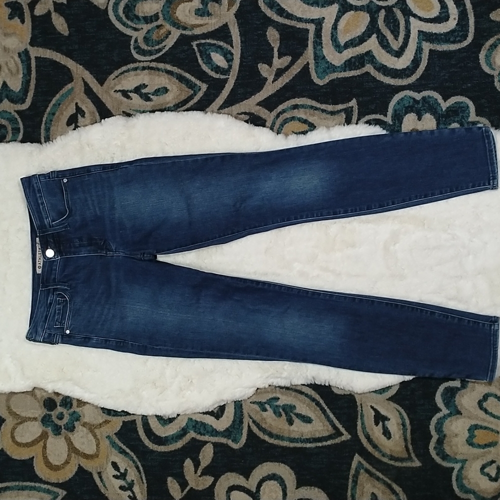 Athleta sculptek dark wash stretch skinny jeans sz 0